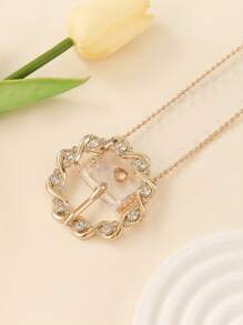 1条镶钻花朵扣透明镂空腰带，时尚百搭女士连衣裙腰带，简约设计，日常百搭 - 無色 - 查看 3