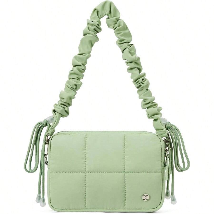 Crossbody Bags For Women Cross Body Purse With Guitar Strap Lightweight Puffer Shoulder Bag For Travel - 水綠色 - 查看 1