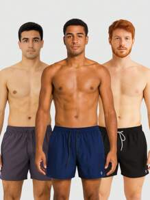 KIT 3 Men's Basic Resin Shorts With Pockets Training Gym Running