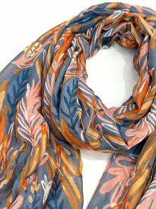 1pc Simple Printed Scarf, Lightweight & Breathable Tassel Shawl, Elegant & Fashionable Design For Women, Versatile Silk Scarf For Spring/Summer, Outdoor Sun Protection Beach Wrap, Headscarf For Dress - Brown - View 3