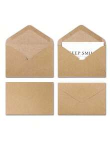 100个/50个/20个/1个牛皮纸迷你信封，棕色牛皮纸信封适用于礼品卡和名片 [10.5厘米 X 7厘米] - 牛皮色 - 查看 9