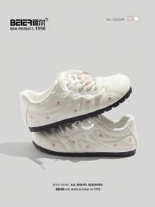 BEIER 1 双撞色学院风仿皮系带休闲平底女鞋，适合春秋季户外穿着，女式运动鞋