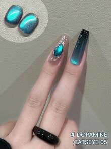 1PC Green Cat Eye Gel Nail Polish, UV LED Curing, Long-Acting Fast Drying Nail Art Gel - Ideal Gift For Women For Spring And Summer - 綠色 - 查看 4
