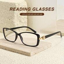 1 Stück modische quadratische minimalistische Lesebrille für Frauen, eleganter Blumendekortempel, hochauflösende Gläser, bequem für den Bürogebrauch