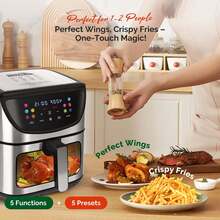 YMS 8.5QT Air Fryer, 1500W New Large Capacity Suitable For 5-6 People, Smart Touch Screen For Easy Operation With 10 Preset Functions, Non-Stick Coating For Easy Cleaning, Kitchen Accessories, Toaster Oven, Deep Fryer, Kitchen, Air Fryers - US A Type Plug(110-127V) - View 5
