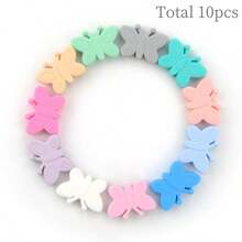 10pcs/Set 10 Colors Butterfly Silicone Beads, DIY Necklace Bracelet Earring Keychain Craft Jewelry Making Supplies