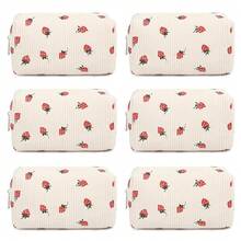 Checkered Makeup Bag Preppy Cosmetic Bag Bulk Blue Makeup Pouch Travel Toiletry Bag Organizer Cute Makeup Brushes Storage Bag Women Fashion - 燈芯絨小草莓 - 查看 1