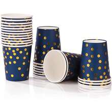 Juego de cubiertos desechables de 160 piezas para 20 invitados, juego de cubiertos de azul y dorado que incluye plato de cena, plato de ensalada, servilleta, taza, cuchillo, tenedor y cuchara para de cumpleaños o boda - 1 - Ver 8