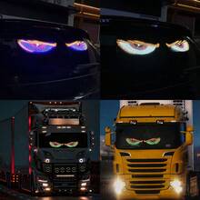 2pcs/Set LED Demon Eye Decorative Light USB Ambient Light 11 Modes Animated Eye Light High Brightness Neon Light Cool Atmosphere Lamp For Cars Trucks Off-Road Vehicles Glass Windows