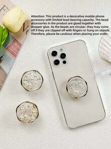 Giá đỡ điện thoại có thể điều chỉnh trang trí hình tròn bằng kim loại, tương thích với iPhone, điện thoại Android, quà tặng sinh nhật, gia đình, bạn bè, giá đỡ điện thoại dạng đẩy-kéo, phụ kiện điện thoại - Nhiều màu - Xem 3