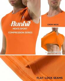 GYHSRunhit Sleeveless Compression Shirt Men Top Athletic Muscle Shirts Men - trái cam - Xem 4