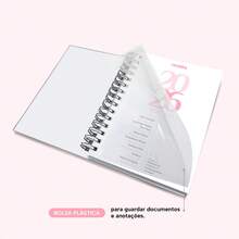 iscool Agenda 2026 Plus Monograma Floral Letra Inicial N - Branco e Rosa - Visão 3