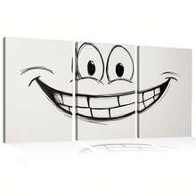 Quadro Decorativo Sorriso Caricato MDF Mosaico Sala Quarto Escritório Impressão Em Hd - Branco - Visão 2