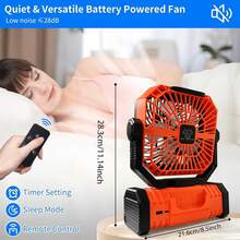 3-In-1 Portable Camping Fan,Ultra-Powerful Cooling System ,20000mAh Power Bank + LED Flashlight - , 3 Placement Modes (Handheld/Desktop/Hanging), 136H Max Runtime, And Emergency Strobe Light For Outdoor Adventures, Camping, And Power Outages - 橘色 - 查看 3