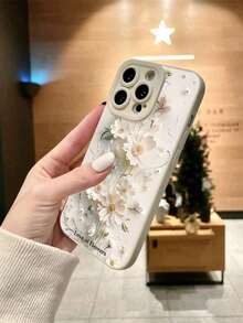 Summer Daisy 1pc Papercut Flower Frosted Anti-Drop TPU Phone Case Compatible With Iphone 11, 15 Pro Max, 14 Pro Max/Galaxy - 白色 - 查看 2