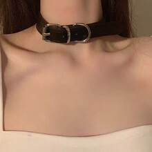 1pcs Halloween Choker Women's Neck Strap Chain Leather Choker - Black - View 11