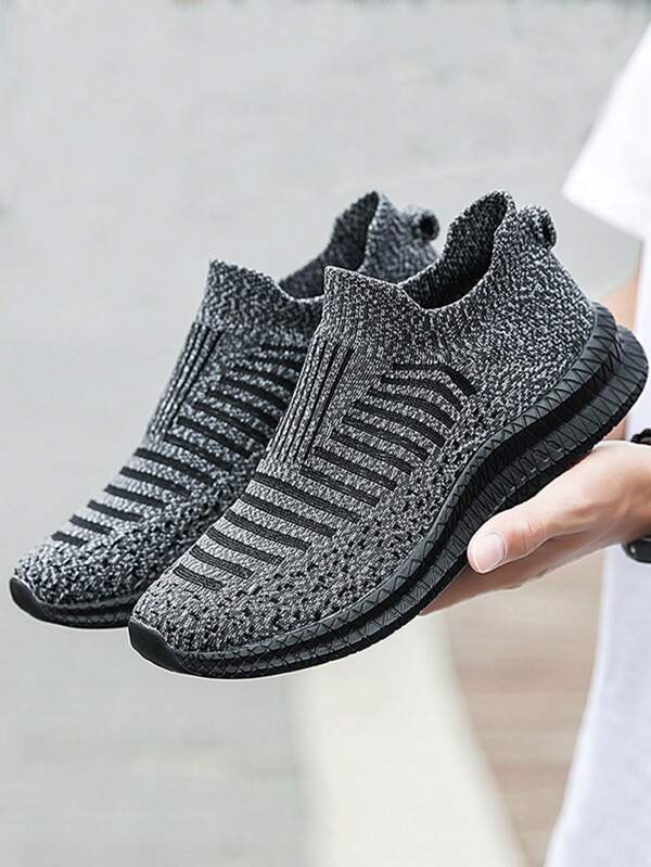 Men's Casual Sneakers With MD Sole, Fashionable And Versatile Mid-Top Breathable Shoes For Spring/Summer, Ultra-Light Sock-Like Design, Comfortable Sporty Shoes For Young People