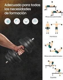 Juego de Mancuernas 2 en 1, Mancuernas Ajustables de 20/30 kg, con Barra Adicional, Gimnasio de Casa, Negro Tinta - 20.0 Kilogramos - Ver 10