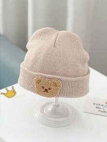 Cute Bear Knitted Hat, Autumn/Winter, Unisex Baby Warm Beanie Cap - Bear - View 8