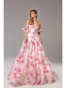 Women's Fashion Organza Fairy Long Temperament Evening Dress - 粉色 - 查看 2