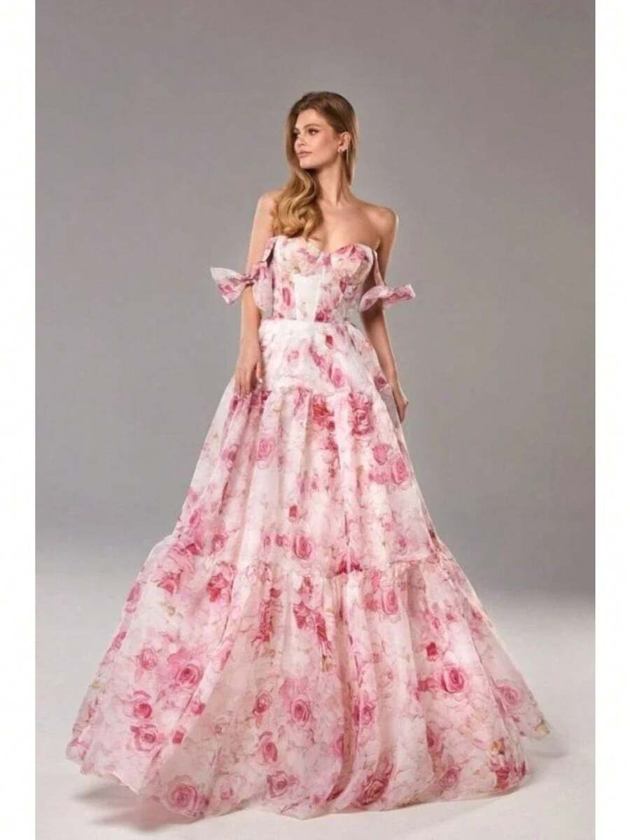 Women's Fashion Organza Fairy Long Temperament Evening Dress - 粉色 - 查看 1