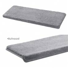 Plush Soft 14pcs Bullnosed Carpet Stair Treads Cover (9.5" X 30"X1.2")With 1pcs Landing Mat (24"X36") Rugs Set Tape Free Self-Adhensive Non-Slip Noise Reduced - 灰色 - 查看 2