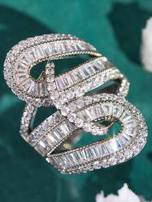 1pc Elegant Cubic Zirconia Ring For Women, Wedding Engagement Party Jewelry, Valentine's Day Gift - 6# - View 4