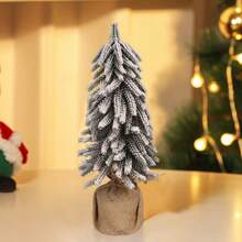 1 Piece Mini PE Flocked Snow Effect Christmas Tree - Tabletop Artificial Tree With Scene Arrangement Decorations - Perfect For Indoor Holiday Decor, Christmas Decoration, Christmas/New Year Gifts - Multicolor - View 10