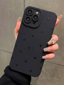 Polka Dot Phone Case Maryam Alam Artist Dark Black Phone Case With Heart Pattern, Holiday, Love Valentine'S Day,Polka Dot Phone Case - 款式1(1件) - 查看 1