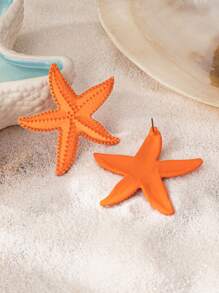 1 Pair Fashionable Stainless Steel Gold Starfish Earrings, Elegant & Versatile For Women, Suitable For Summer, Party, Daily Wear