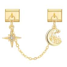 1pc Multifunctional Modular Jewelry Set - Golden Pendant Bracelet, Ring, Anklet, Floral, Star, Bow, Cherry Elements, Lightweight Luxury Design, Freely Combinable