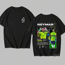 Shirt T-Shirt  Brazil Y2k Cotton Unisex Premium Star Exclusive Streetwear - 黑色 - 查看 1