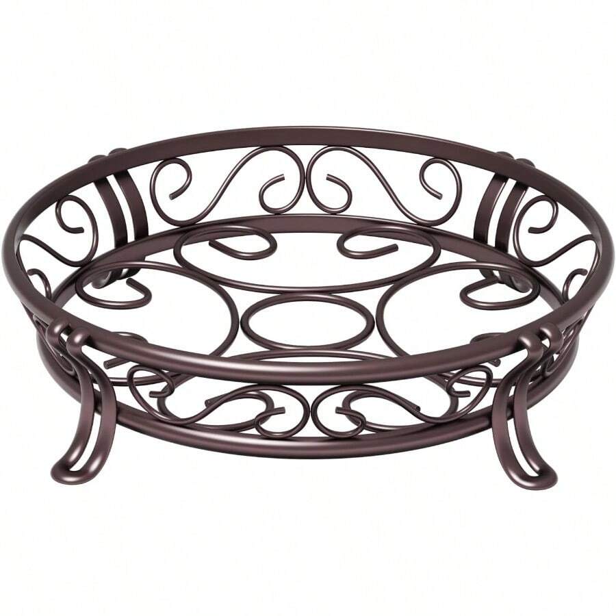 FJHTYJKTUYJ Metal Plant Stand For Outdoor Indoor, Heavy Duty Flower Pots Holder Rustproof Wrought Iron Planter Stands Garden Round Supports Rack For Planter 11.8 Inches, Bronze Black - 11.8英寸 - 查看 1