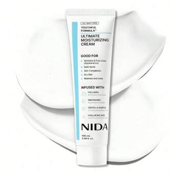 NIDA Korean Luxury Face Cream 100ml/3.38oz - Hydrating & Non-Oily Formula With Centella Asiatica, Niacinamide, Hyaluronic Acid & Collagen | Quenching Moisturizer For All Light Beige Types, Morning & Evening Use, Fresh Scent, Premium Skincare Gift, Skincare Routine, Sleek Tube Design, Alcoholfree Skincare