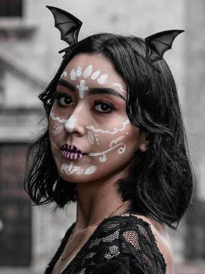 万圣节蝙蝠发夹和头带套装、恶魔皮革服装配饰、派对装饰