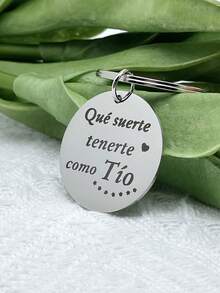 1 pieza Llavero de acero inoxidable con cita inspiradora, texto grabado clásico, forma redonda con clip de anillo, regalo ideal para novio/esposo en Navidad