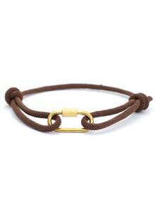 New Handmade Rope Men Bracelet Detachable Gold Color Mountaineering Buckle 3mm Sliding String Bracelet Adjustable Casual - Minimalist Bracelet Style - View 3