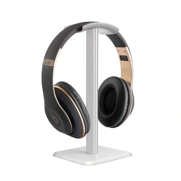 Supporto per cuffie in materiale ABS di alta qualità - Design inclinato, base stabile e robusta, adatto per tutti i set di cuffie da gioco e cuffie musicali - Bianco e nero, scatola di archiviazione da scrivania | Design moderno per cuffie | Alluminio durevole