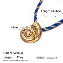 1pc Fashionable Luxury 18K Gold Stainless Steel Sea Conch, Starfish And Sun Pendant Necklace, Versatile Accessory For Women