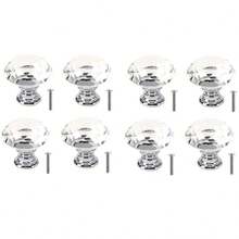 4pcs Diamond Crystal Glass Cabinet Drawer Knobs, Wardrobe Door Hardware - Clear - View 11