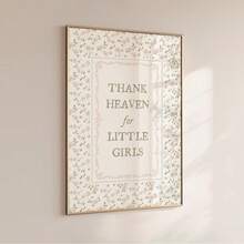 1 件无框复古“感谢天堂赐予小女孩”儿童房墙壁艺术 Cottagecore 鼠尾草绿色花卉海报，带有乡村格言，农舍女孩房间装饰印刷品，适用于卧室/宿舍/派对，完美的礼物和植物墙面装饰（墙壁印刷品、时髦海报、返校装饰） - 彩色 - 查看 4