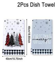 1pc/2Pcs Christmas Dish Towels,Kitchen Towels With Christmas Tree Snowflake Design,Kitchen Towel Set,Christmas Terry Cloth,Merry Christmas Decoration,Xmas Decor, Decor, Decor,Christmas Decorations For Home,Kitchen Accessories,Cleaning Supplies,Kitchen Items,Kitchen Organization