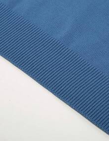 Jersey de cuello redondo a rayas para hombres, suéter de punto fino con contraste - Azul vaquero - Ver 11