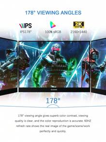 2K 14-Inch 60hz 2160*1440 Brightness 330cd/㎡ 100%SRGB HDR Built-In Speakers Ultra Slimr Gaming Portable Monitor Suitable For Laptops/Mobile Phones/PS Switch Second Monitor , Mini HD, No Adapter