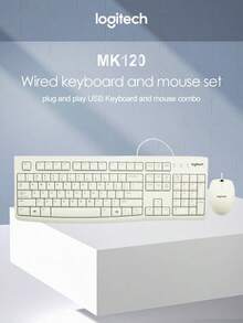 罗技 MK120 键盘鼠标套装有线键盘鼠标黑白笔记本台式电脑办公室专用 - 白色 - 查看 1