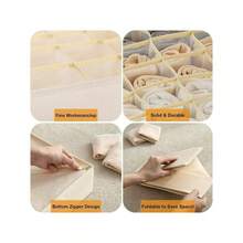 Bra Socks Underwear Organizer 3 Packs, Foldable Closet Organizer Drawer Soft Fabric Dresser Drawer Divider Bins For Bra Underwear Socks Ties Lingerie (Beige) - Beige-Set of 3 - View 5