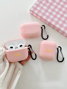 1 chiếc ốp bảo vệ tai nghe Bluetooth màu be mờ tối giản, cá nhân hóa, thời trang đa năng, kèm 1 móc tai nghe, tương thích với ốp Apple, có thể khắc tên chữ cái tùy chỉnh, dành cho điện thoại di động và phụ kiện, quà tặng ý nghĩa hôm nay, quà tặng tùy chỉnh. - Màu xanh lam - Xem 2