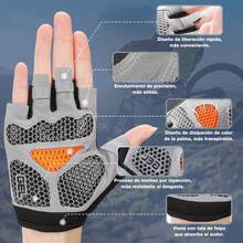 POOST Guantes de ciclismo para hombre y mujer (almohadilla de gel de 5 mm), de medio dedo, para ciclismo, levantamiento de pesas, gimnasio, motociclismo, remo y deportes al aire libre. - Negro - Ver 3
