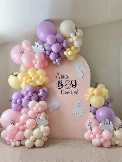 Set di decorazione per arco di palloncini da 186 pezzi in rosa, viola e giallo, adatto per feste di compleanno per bambini, festa di nascità, battesimo di bambini/bambine, matrimoni e altri eventi