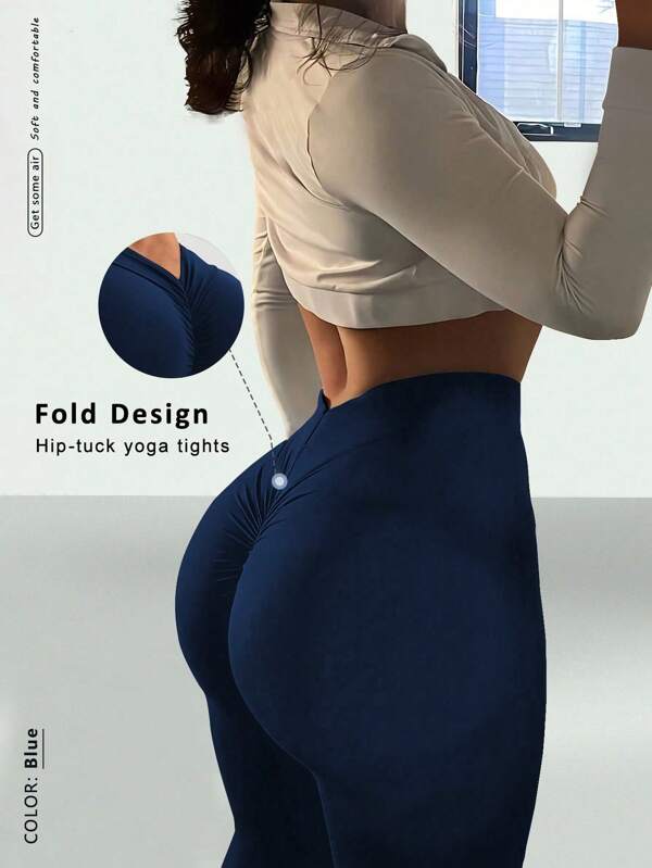 1pc Plus Size Sexy Fitness V-Waist Gather Backless Minimalist Lifting Buttocks Running Stable Casual High-End Fashion Basic Slimming Elongating Peach Buttocks Elegant Low-Key Luxury Classic Retro Outdoor Sports High Elasticity Yoga Leggings - Suitable For Daily Wear